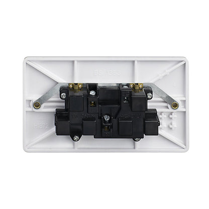 LAP White Double 13A Unswitched Socket with Colour matched inserts