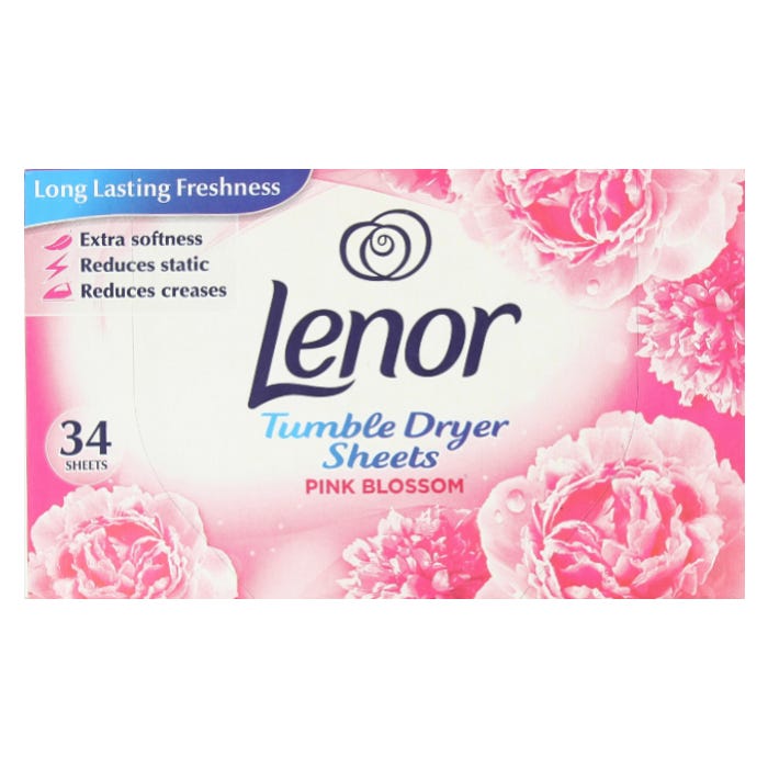Lenor Fabric Tumble Dryer Sheets, 34 Sheets, Pink Blossom