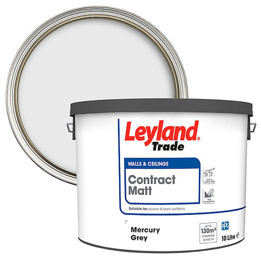 Leyland Trade Mercury Grey Contract matt Wall & ceiling Emulsion paint, 12L