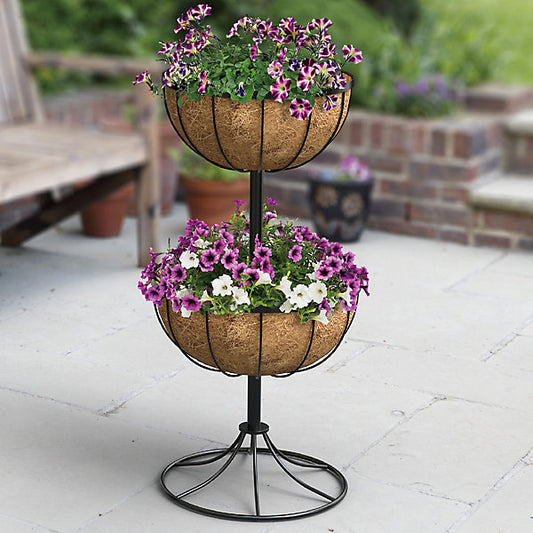 Panacea Hanging Garden 18L Black Flower fountain Round Planter (H)78cm (W)30cm