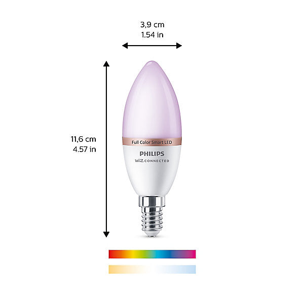 Philips WiZ SES 40W LED Cool white, RGB & warm white Candle Dimmable Light bulb