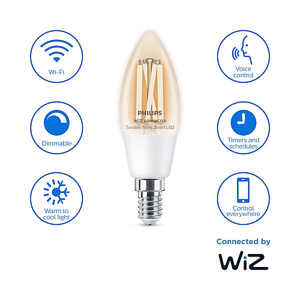 Philips WiZ SES 40W LED Cool white & warm white C35 Dimmable Light bulb