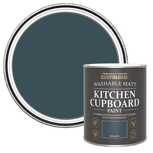 Rust-Oleum Evening Blue Matt Kitchen Cupboard paint, 750ml