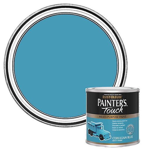 Rust-Oleum Painter's Touch Cerulean Blue Matt Multi-room Furniture paint, 250ml