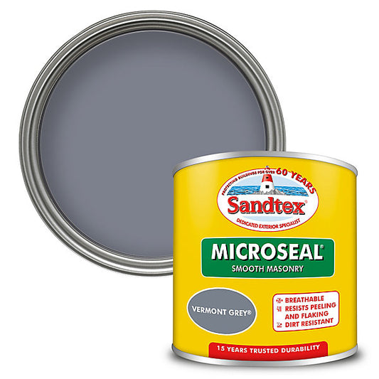 Sandtex Microseal Vermont Grey Matt Masonry paint, 150ml Tester pot