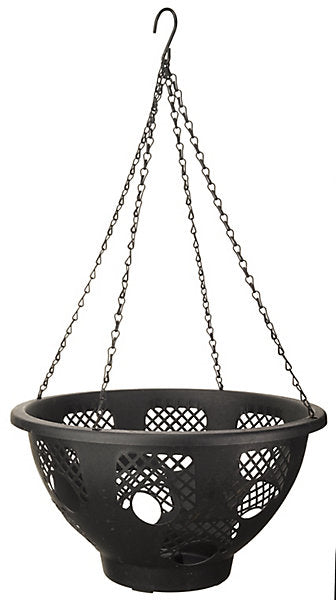 Smart Garden Black Round Plastic Hanging basket, 38.5cm