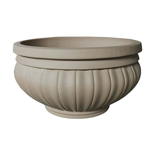 Southern patio Bantry Matt Beige Stone effect Lined Terracotta Plant pot (Dia) 54cm, (H)30cm, 49L