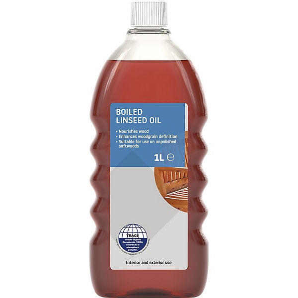 Transparent brown Satin Boiled linseed Furniture Wood oil, 1L