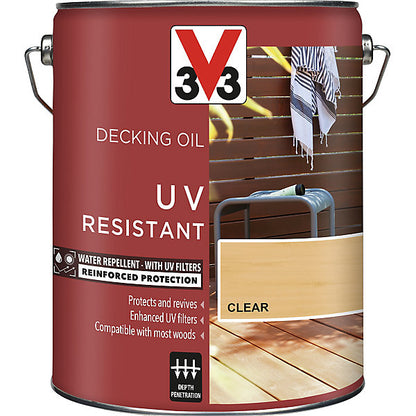 V33 Clear UV resistant Decking Wood oil, 5L