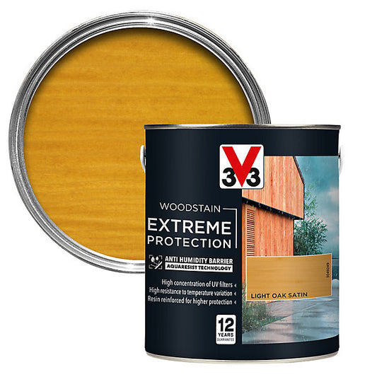 V33 Extreme protection Light Oak Satin Wood stain, 2.5L