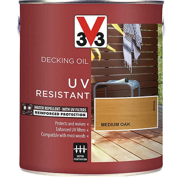 V33 Medium oak UV resistant Decking Wood oil, 2.5L