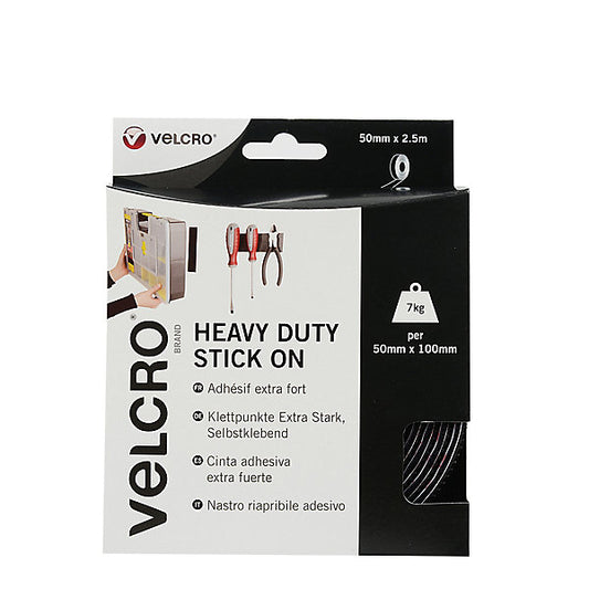 Velcro brand Black Hook & loop Tape (L)2.5m (W)50mm