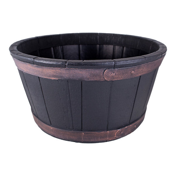 Verve Brown Wood effect Barrel Plastic Plant pot (Dia) 52cm, (H)24.5cm
