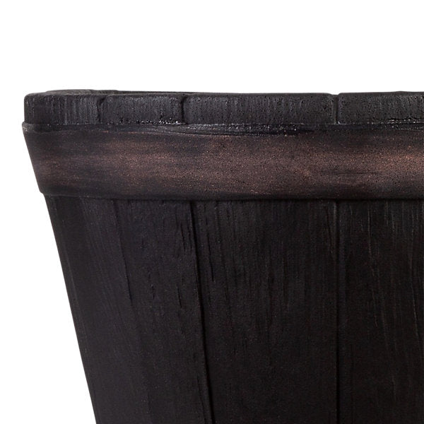Verve Brown Wood effect Barrel Plastic Plant pot (Dia) 52cm, (H)24.5cm
