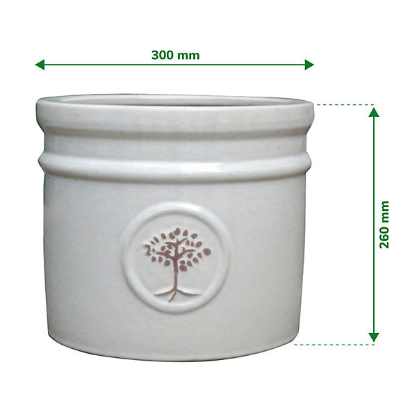 Verve Moon Beam White Ceramic Plant pot (Dia) 30cm, (H)26cm
