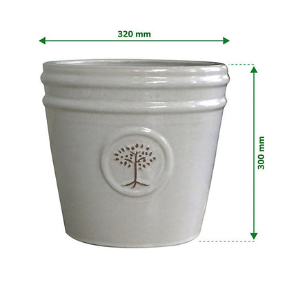 Verve Moon Beam White Ceramic Plant pot (Dia) 32cm, (H)30cm