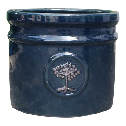 Verve Navy Blue Ceramic Plant pot (Dia) 30cm, (H)26cm