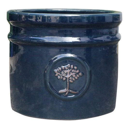 Verve Navy Blue Ceramic Plant pot (Dia) 30cm, (H)26cm