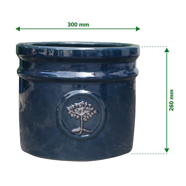 Verve Navy Blue Ceramic Plant pot (Dia) 30cm, (H)26cm