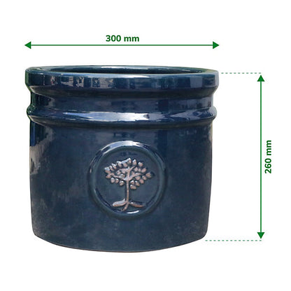 Verve Navy Blue Ceramic Plant pot (Dia) 30cm, (H)26cm