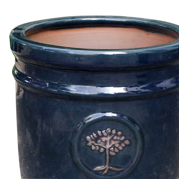 Verve Navy Blue Ceramic Plant pot (Dia) 30cm, (H)26cm