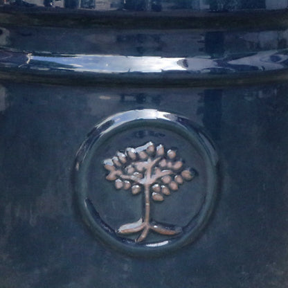 Verve Navy Blue Ceramic Plant pot (Dia) 30cm, (H)26cm