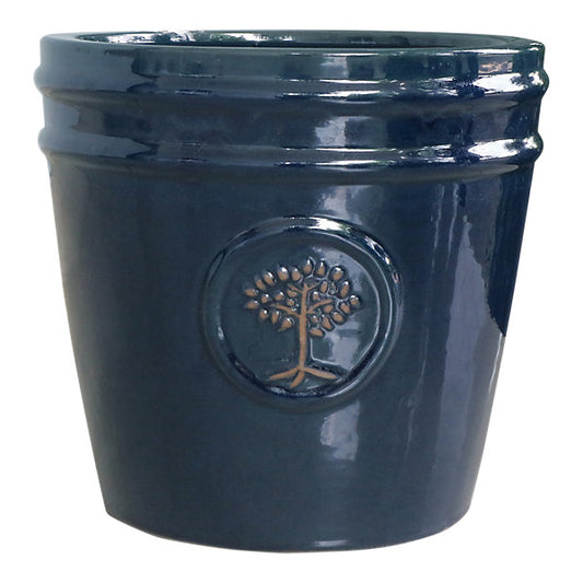Verve Navy Blue Ceramic Plant pot (Dia) 32cm, (H)30cm