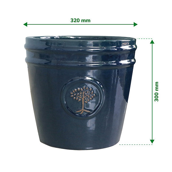 Verve Navy Blue Ceramic Plant pot (Dia) 32cm, (H)30cm