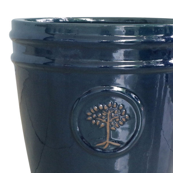 Verve Navy Blue Ceramic Plant pot (Dia) 32cm, (H)30cm