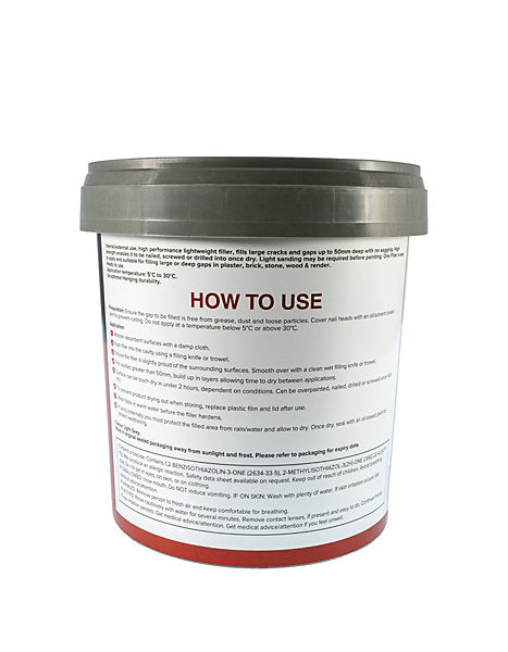 Volden Ultimate Drillable Light Grey Ready to use Plaster, stone, concrete & wood Patch & filler, 1L 840g