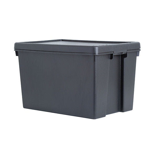 Wham Bam Heavy duty Black 62L Large Plastic Stackable Storage box with Lid