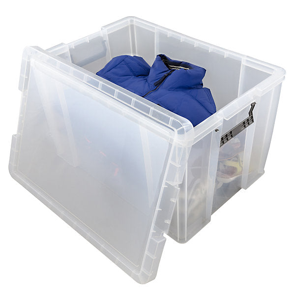 Whitefurze Allstore Heavy duty 85L Large Plastic Stackable Storage box with Lid