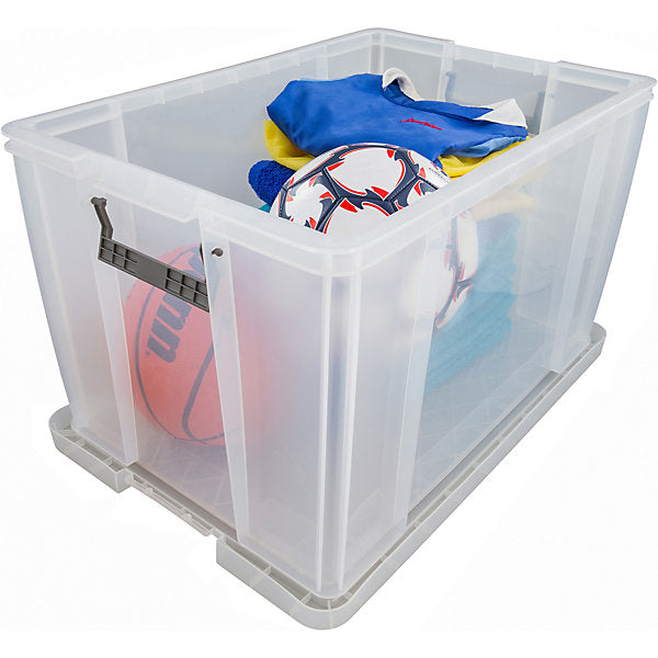 Whitefurze Allstore Heavy duty 85L Large Plastic Stackable Storage box with Lid